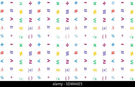 Colorful Math Symbol Pattern Flat Design, can be used for business designs, presentation designs or any suitable designs. Stock Vector