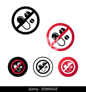 Abstract No Drugs Icon Illustration, can be used for business designs, presentation designs or any suitable designs. Stock Vector