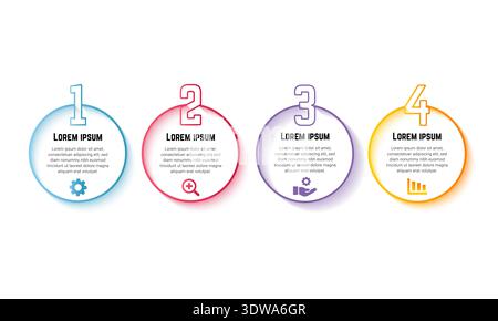 Creative Four Steps Infographic With Gradient Colors, can be used for business designs, presentation designs or any suitable designs. Stock Vector