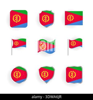 Eritrea Flag Icons Set, can be used for business designs, presentation designs or any suitable designs. Stock Vector