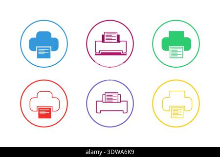 Colorful Printer Icon Set, can be used for business designs, presentation designs or any suitable designs. Stock Vector