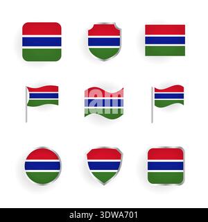 Gambia Flag Icons Set, can be used for business designs, presentation designs or any suitable designs. Stock Vector