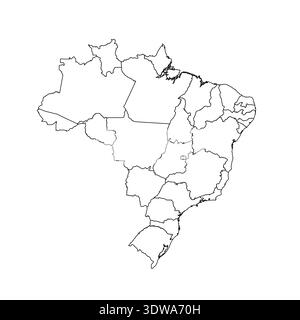 Doodle Map of Brazil With States, can be used for business designs, presentation designs or any suitable designs. Stock Vector