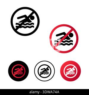 Abstract No Swimming Icon Illustration, can be used for business designs, presentation designs or any suitable designs. Stock Vector