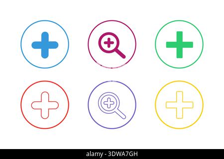 Colorful Zoom In Icon Set, can be used for business designs, presentation designs or any suitable designs. Stock Vector