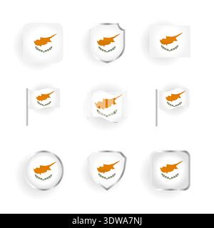 Cyprus Flag Icons Set, can be used for business designs, presentation designs or any suitable designs. Stock Vector