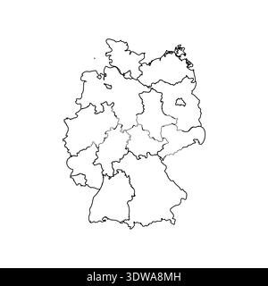 Doodle Map of Germany With States, can be used for business designs, presentation designs or any suitable designs. Stock Vector