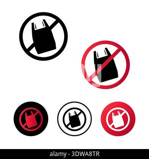 Abstract No Plastic Bag Icon Illustration, can be used for business designs, presentation designs or any suitable designs. Stock Vector