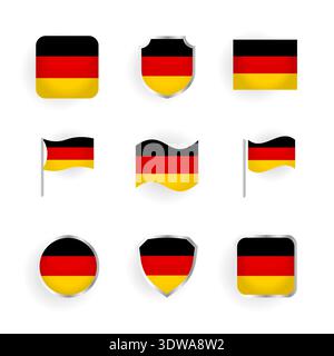 Germany Flag Icons Set, can be used for business designs, presentation designs or any suitable designs. Stock Vector