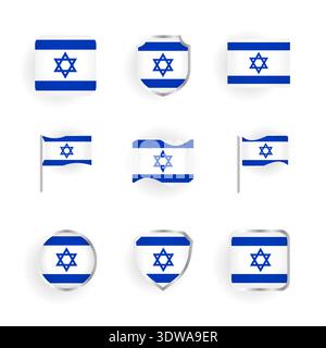 Israel Flag Icons Set, can be used for business designs, presentation designs or any suitable designs. Stock Vector