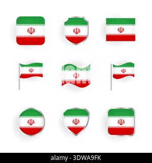 Iran Flag Icons Set, can be used for business designs, presentation designs or any suitable designs. Stock Vector