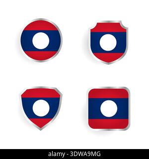 Laos Country Badge and Label Collection, can be used for business designs, presentation designs or any suitable designs. Stock Vector