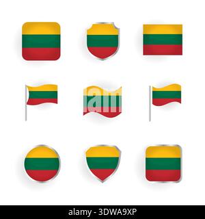 Lithuania Flag Icons Set, can be used for business designs, presentation designs or any suitable designs. Stock Vector