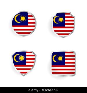 Malaysia Country Badge and Label Collection, can be used for business designs, presentation designs or any suitable designs. Stock Vector