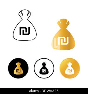 Abstract Shekel Money Bag Icon, can be used for business designs, presentation designs or any suitable designs. Stock Vector