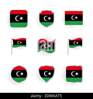Libya Flag Icons Set, can be used for business designs, presentation designs or any suitable designs. Stock Vector