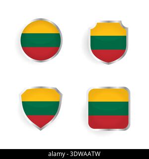 Lithuania Country Badge and Label Collection, can be used for business designs, presentation designs or any suitable designs. Stock Vector