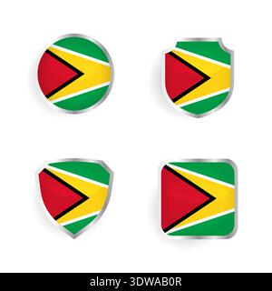 Guyana Country Badge and Label Collection, can be used for business designs, presentation designs or any suitable designs. Stock Vector