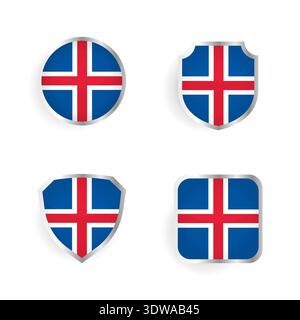 Iceland Country Badge and Label Collection, can be used for business designs, presentation designs or any suitable designs. Stock Vector