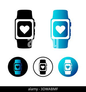 Abstract Smart Watch With Heart Icon Illustration, can be used for business designs, presentation designs or any suitable designs. Stock Vector