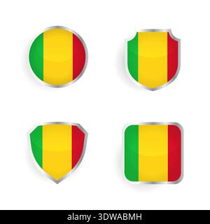 Mali Country Badge and Label Collection, can be used for business designs, presentation designs or any suitable designs. Stock Vector