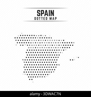 Dotted Map of Spain, can be used for business designs, presentation designs or any suitable designs. Stock Vector