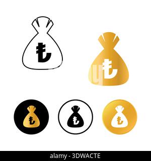 Abstract Turkish Lira Money Bag Icon, can be used for business designs, presentation designs or any suitable designs. Stock Vector