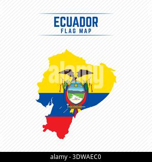 Flag Map of Ecuador. Ecuador Flag Map, can be used for business designs, presentation designs or any suitable designs. Stock Vector