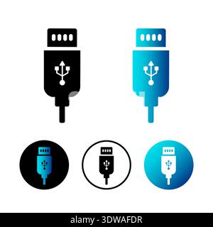 Abstract Usb Cable Icon Illustration, can be used for business designs, presentation designs or any suitable designs. Stock Vector