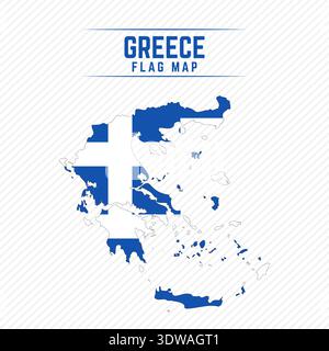 Flag Map of Greece. Greece Flag Map, can be used for business designs, presentation designs or any suitable designs. Stock Vector