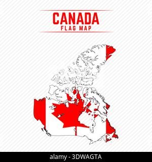 Flag Map of Canada. Canada Flag Map, can be used for business designs, presentation designs or any suitable designs. Stock Vector