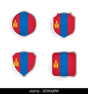 Mongolia Country Badge and Label Collection, can be used for business designs, presentation designs or any suitable designs. Stock Vector