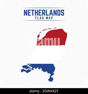 Flag Map of Netherlands. Netherlands Flag Map, can be used for business designs, presentation designs or any suitable designs. Stock Vector