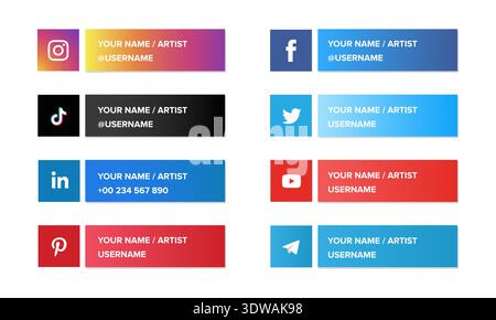 Modern Social Media Lower Third Set, can be used for business designs, presentation designs or any suitable designs. Stock Vector