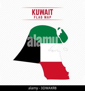 Flag Map of Kuwait. Kuwait Flag Map, can be used for business designs, presentation designs or any suitable designs. Stock Vector