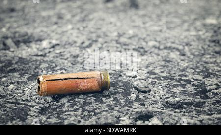 Old used hunting cartridge Stock Photo
