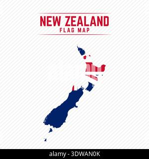 Flag Map of New Zealand. New Zealand Flag Map, can be used for business designs, presentation designs or any suitable designs. Stock Vector