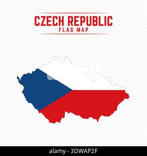 Flag Map of Czech Republic. Czech Republic Flag Map, can be used for business designs, presentation designs or any suitable designs. Stock Vector