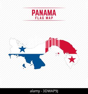 Flag Map of Panama. Panama Flag Map, can be used for business designs, presentation designs or any suitable designs. Stock Vector