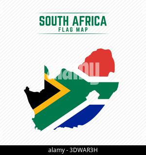 Flag Map of South Africa. South Africa Flag Map, can be used for business designs, presentation designs or any suitable designs. Stock Vector