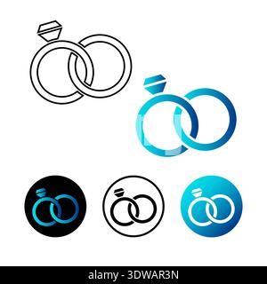 Abstract Wedding Rings Icon Illustration, can be used for business designs, presentation designs or any suitable designs. Stock Vector
