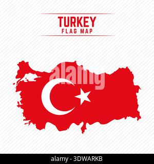 Flag Map of Turkey. Turkey Flag Map, can be used for business designs, presentation designs or any suitable designs. Stock Vector