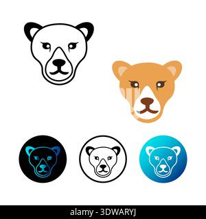 Flat Puma Head Icon Illustration, can be used for business designs, presentation designs or any suitable designs. Stock Vector