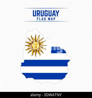 Flag Map of Uruguay. Uruguay Flag Map, can be used for business designs, presentation designs or any suitable designs. Stock Vector