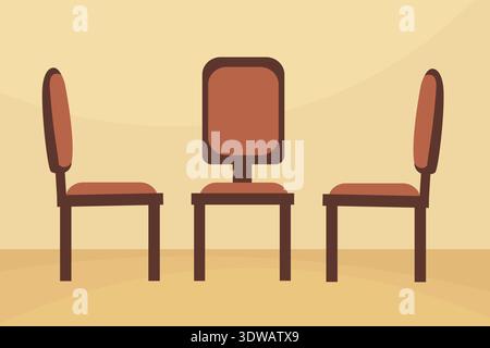 Flat Three Dining Chairs Illustration, can be used for business designs, presentation designs or any suitable designs. Stock Vector