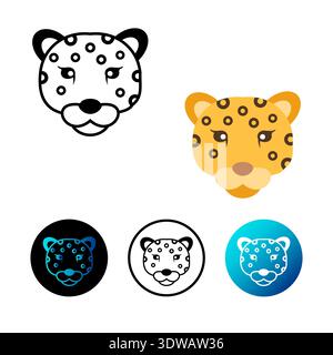 Flat Leopard Head Icon Illustration, can be used for business designs, presentation designs or any suitable designs. Stock Vector