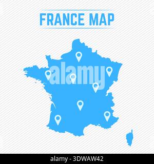 France Simple Map With Map Icons, can be used for business designs, presentation designs or any suitable designs. Stock Vector