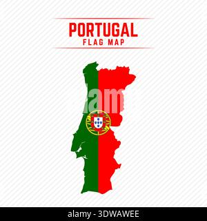 Flag Map of Portugal. Portugal Flag Map, can be used for business designs, presentation designs or any suitable designs. Stock Vector