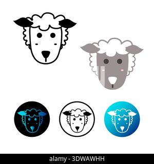 Flat Sheep Head Icon Illustration, can be used for business designs, presentation designs or any suitable designs. Stock Vector