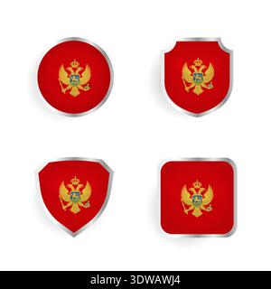 Montenegro Country Badge and Label Collection, can be used for business designs, presentation designs or any suitable designs. Stock Vector